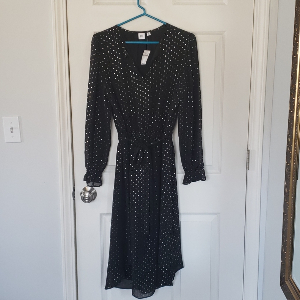 Gap dress- black and metallic gold long sleeve